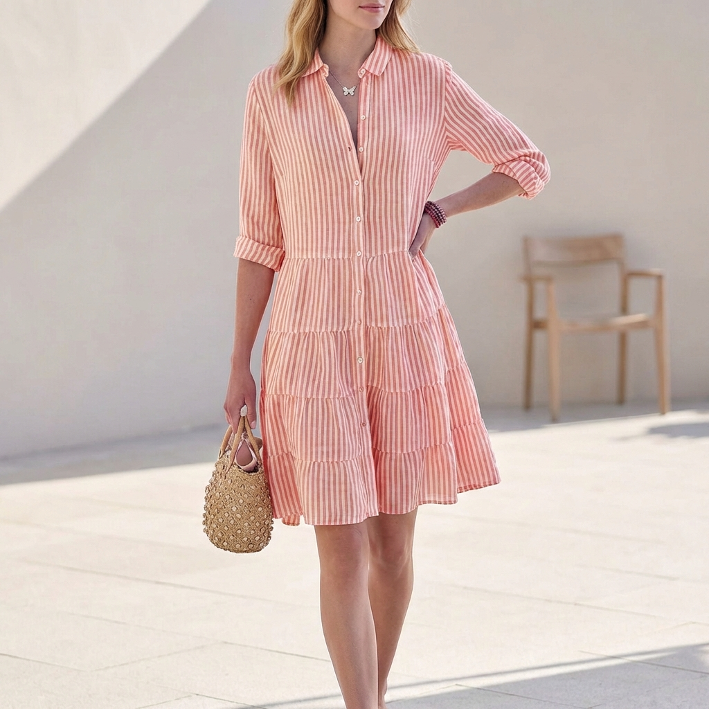 Santorini Tiered Shirtdress - Breezy & Chic