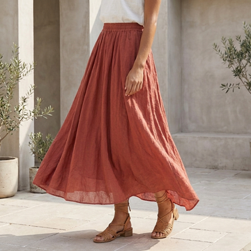 Flowing A-Line Maxi Skirt in Soft with Draped Wide Hem