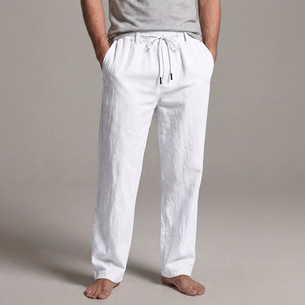 Relaxed Drawstring Trousers with Elastic Waist and Pockets