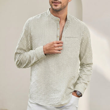 Relaxed Fit Striped Shirt with Button Placket