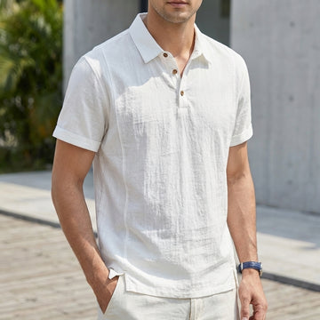 Relaxed Polo Shirt with Textured Weave and Tailored Details