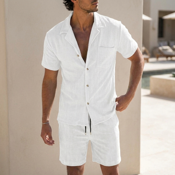 Relaxed Striped Short Sleeve Shirt and Shorts Set
