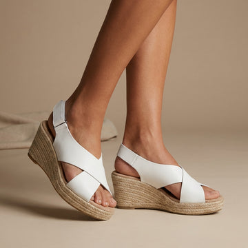 Elegant Wedge Sandals with Braided Espadrille Sole and Adjustable Strap