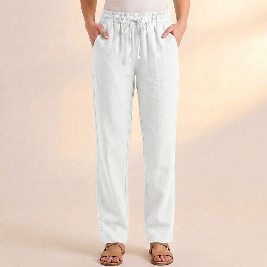 Relaxed-Fit Full-Length Blend Casual Drawstring Trousers