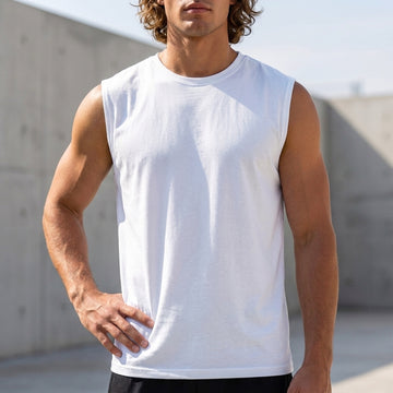 Elevated Relaxed-Fit Knit Sleeveless Tee with Timeless Round Neckline