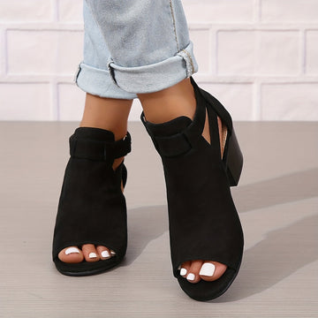 Modern Peep-Toe Block Heel Booties – Urban Summer Chic