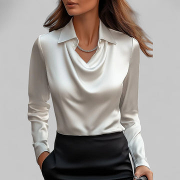 Draped silk Blouse with Tailored Fit