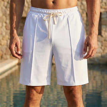 Men’s Tailored Knee-Length Relaxed Shorts with Adjustable Waist and Seam Detailing